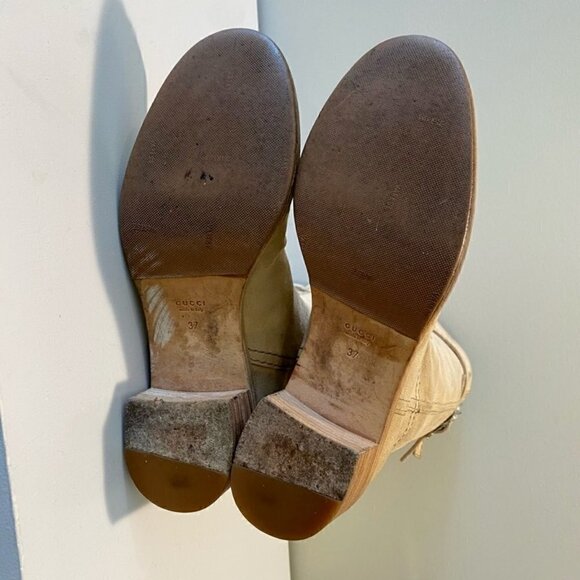 Gucci Womens Boots Beige Leather Mid Calf 7 - Picture 5 of 12